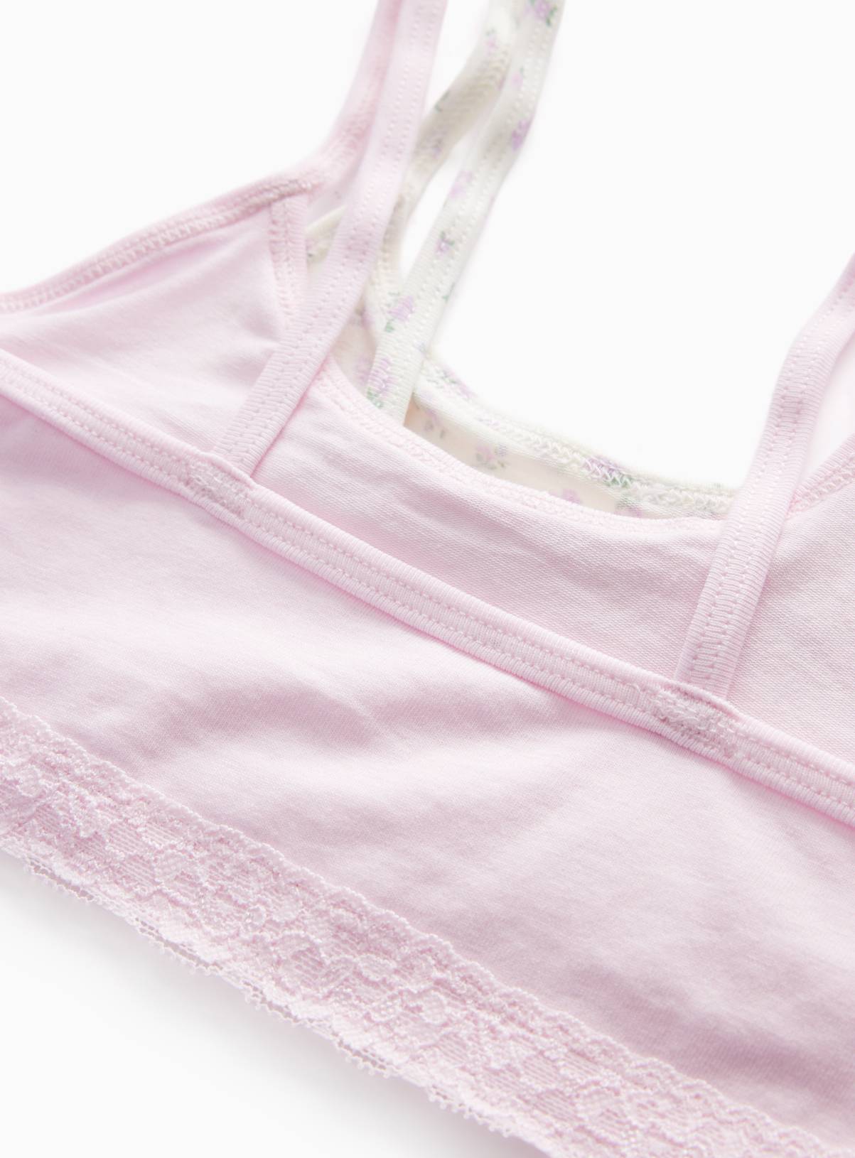 Multi-Coloured Plain & Patterned Floral Crop Tops 3-Pack 9-10 years - Image 2